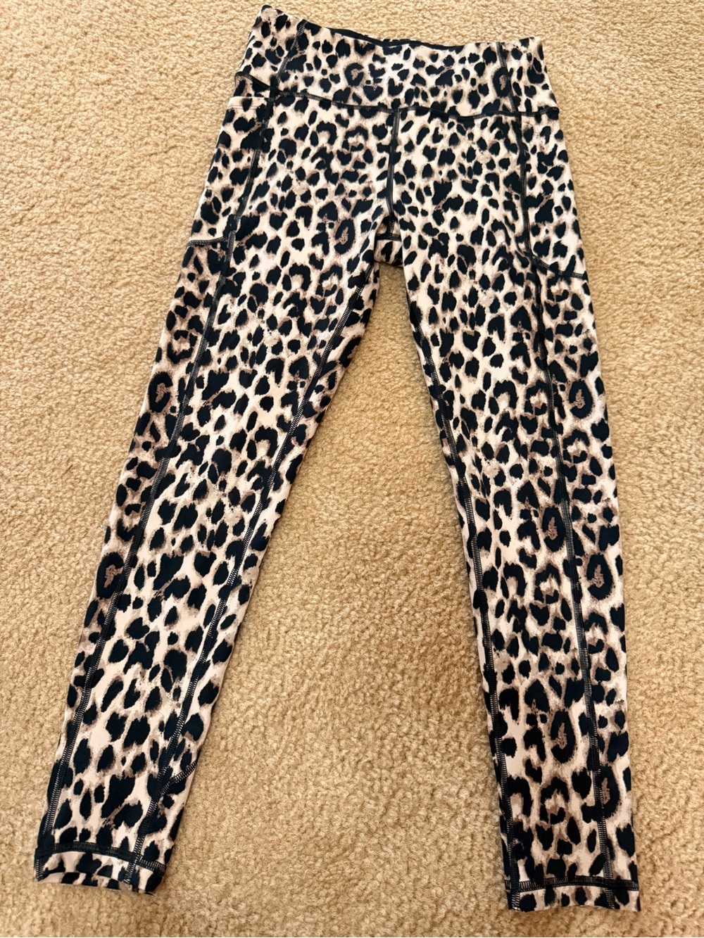 Victoria's Secret Girls' Leopard Print Leggings in Beige and Black
